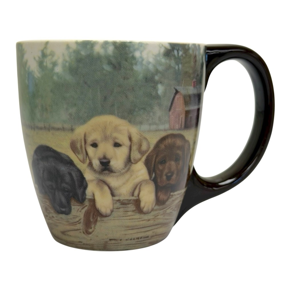 2010 Jim Lamb Lang "On The Fence" Labrador Retriever Puppies Labs Mug Wild Wings